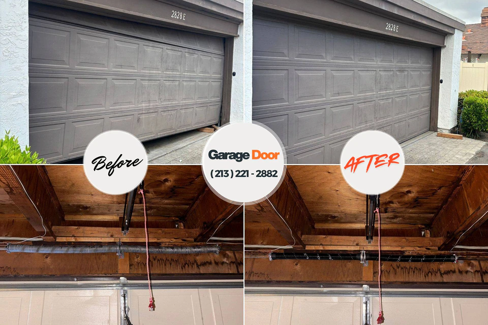 Before and after: garage door repair Palmdale, CA